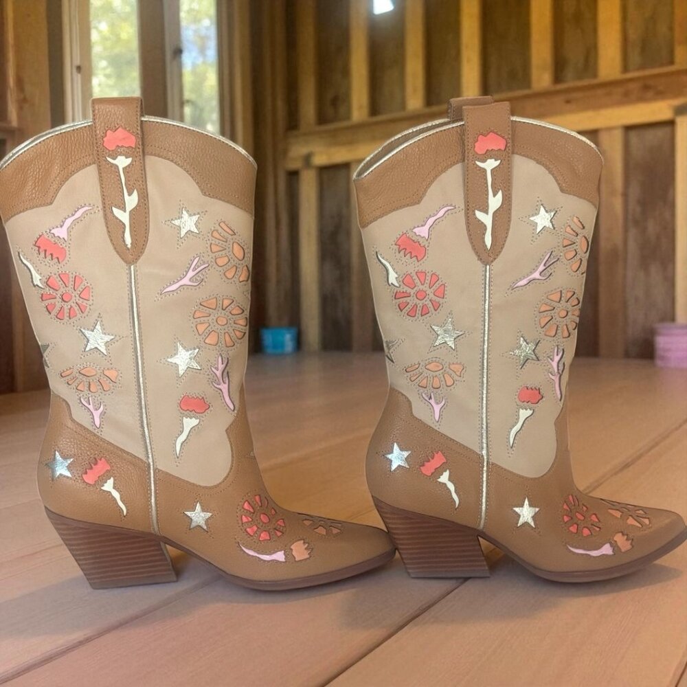 Western Boots Leather Tan Multi by Dolce Vita Size 7.5 NWT - Picture 7 of 13